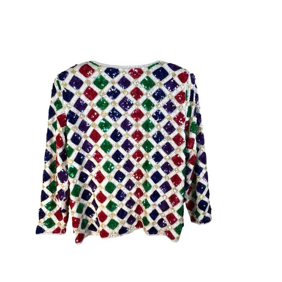 vintage PATRA Diamond shape Sequiend all over Sparkling Jacket sz 16 - Picture 3 of 9